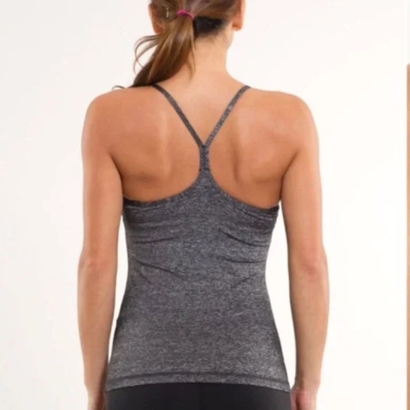Lululemon Power Y Tank Sz 8 in Heathered Black / Black - Picture 2 of 14